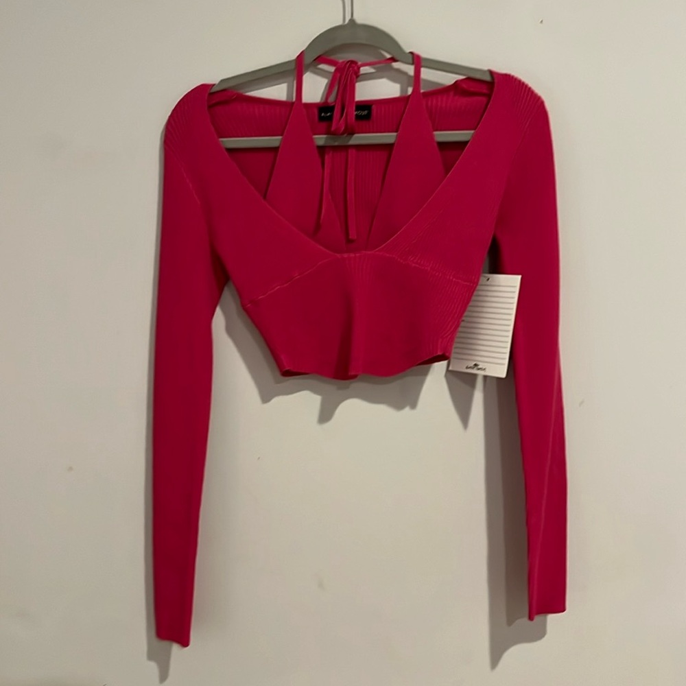 Almost famous, hot pink long sleeve with bikini style design.